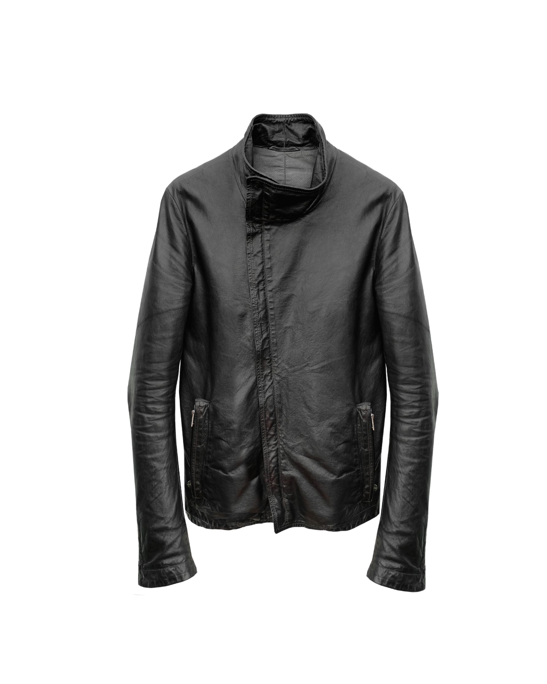 Carol Christian Poell O.D Lined Prosthetic Elbow Highneck Leather Jacket
